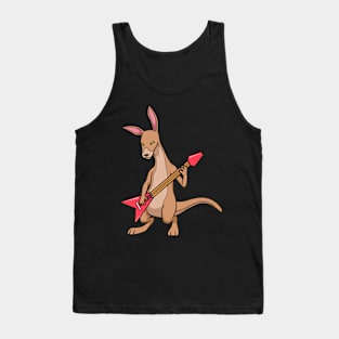 Comic kangaroo playing electric guitar Tank Top